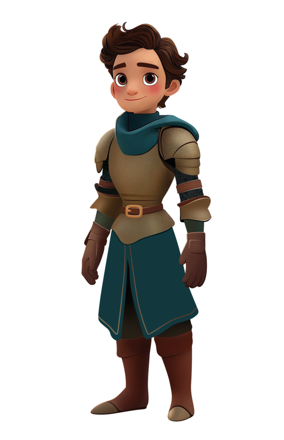 A young knight in armor